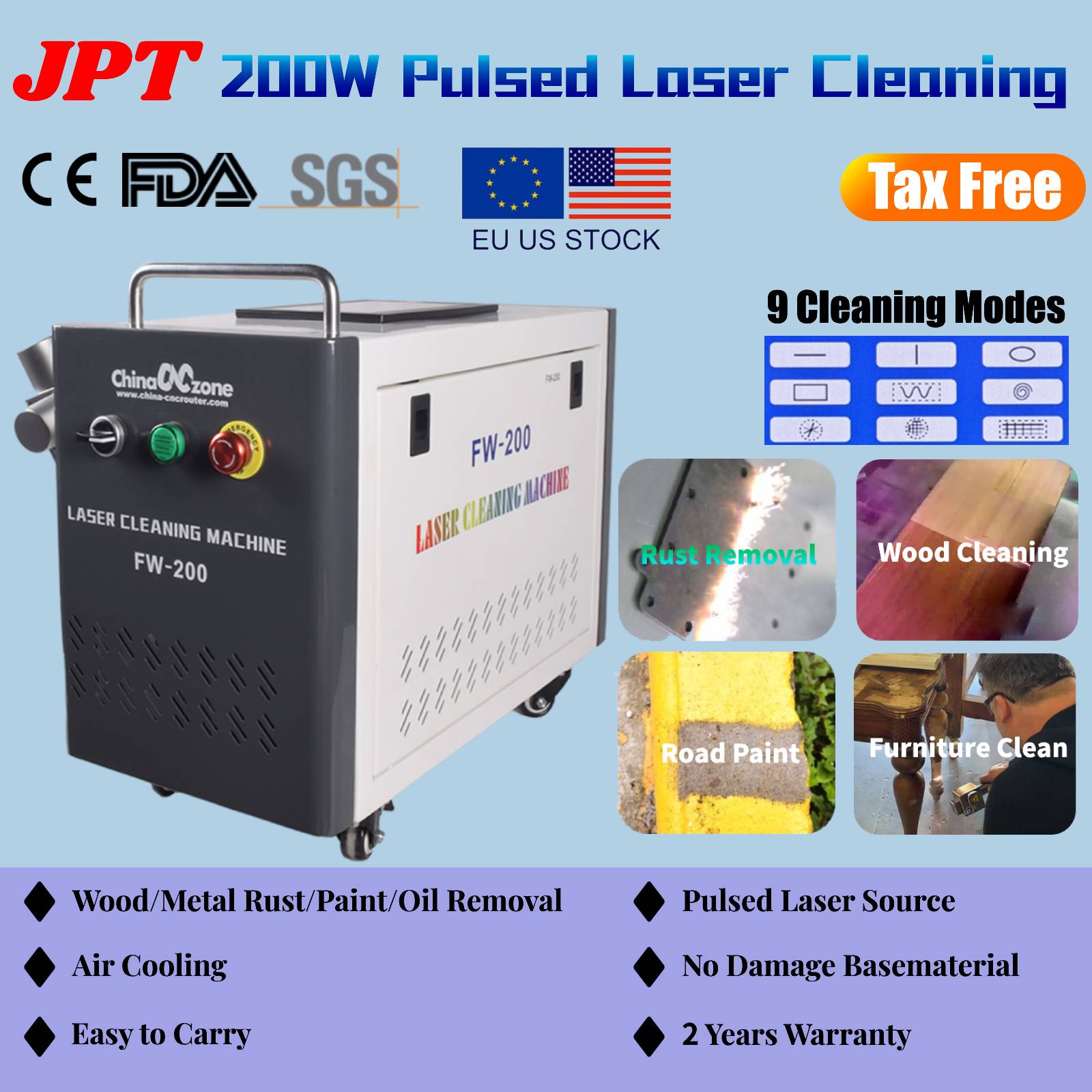 JPT 200W Pulsed Laser Cleaning – обзор и цена Industrial Laser Rust Remover