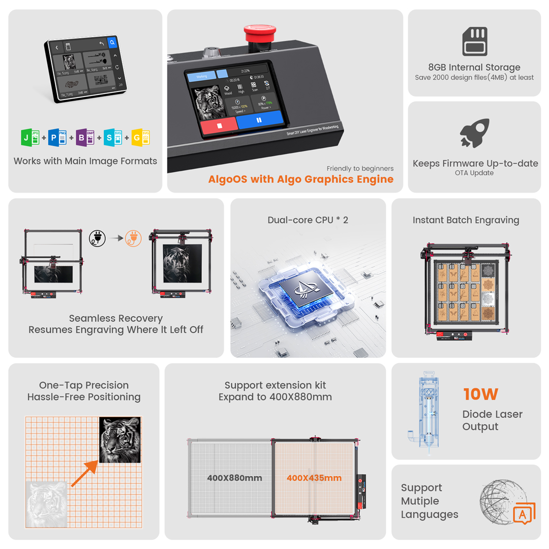 AlgoLaser DIY KIT MK2 10W Lase – обзор и цена Laser Engraving Software