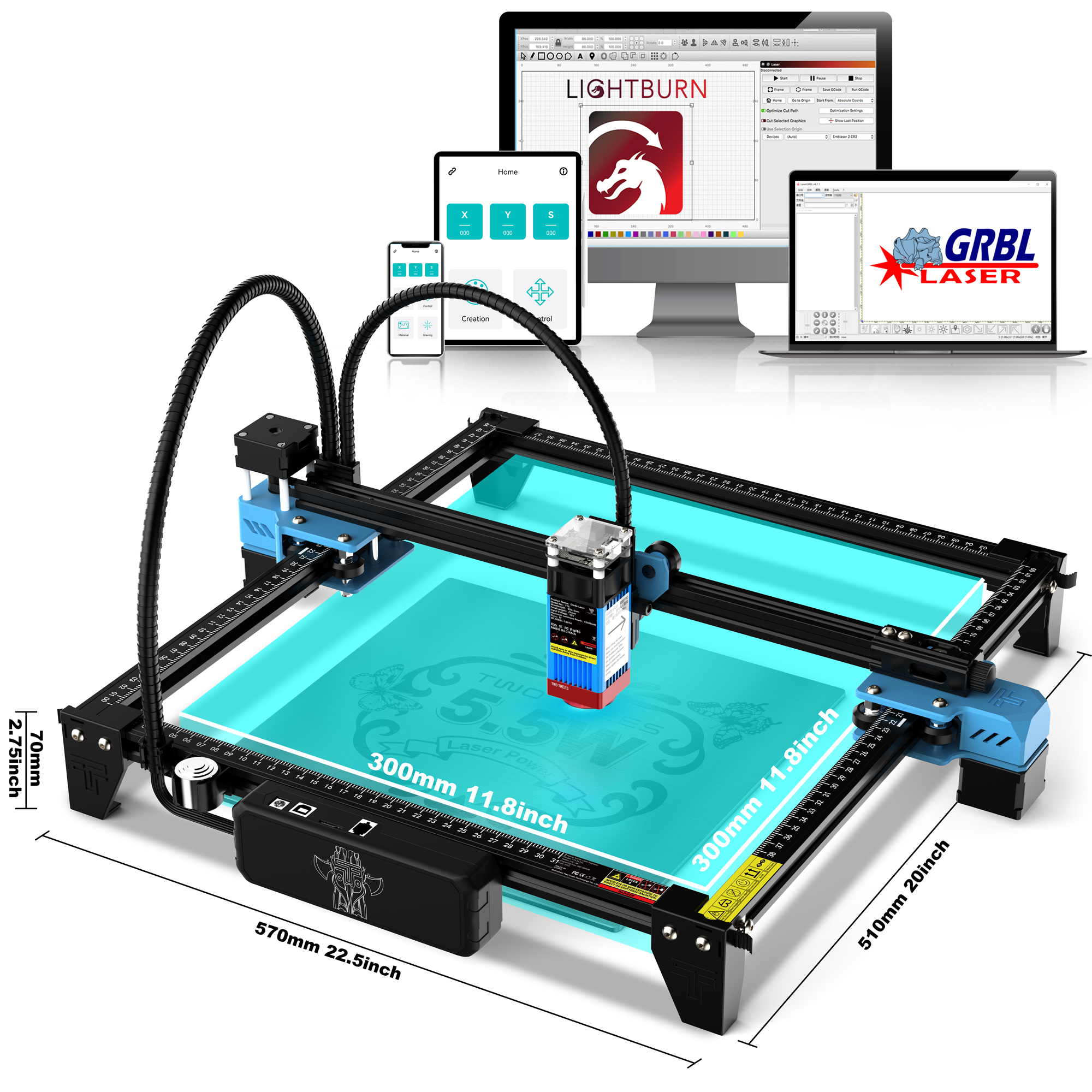 TwoTrees TTS-55 PRO CNC Laser  – обзор и цена Laser Engraving Software
